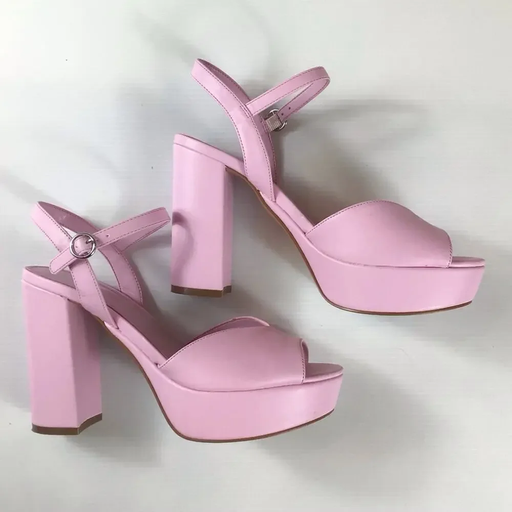 Marc Fisher Pink Platform Block Heel Sandals